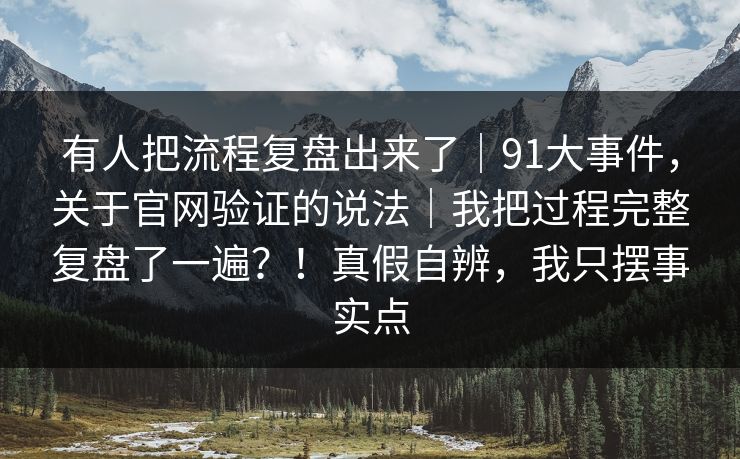 有人把流程复盘出来了｜91大事件，关于官网验证的说法｜我把过程完整复盘了一遍？！真假自辨，我只摆事实点  第1张